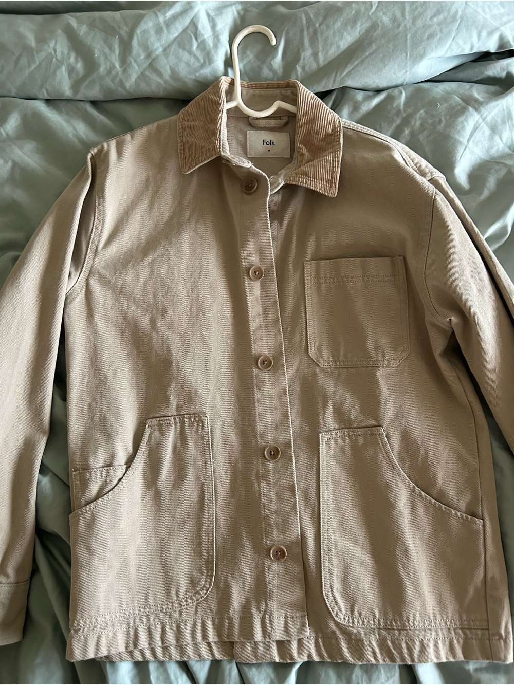Chore / Barn Jacket Folk Clothing Nelson Stone | tan, beige, canvas, corduroy